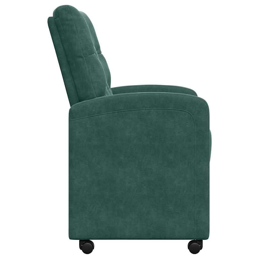 Sedie da Pranzo con Ruote 2 pcs Verde scuro 58 x 67 x 97 cm