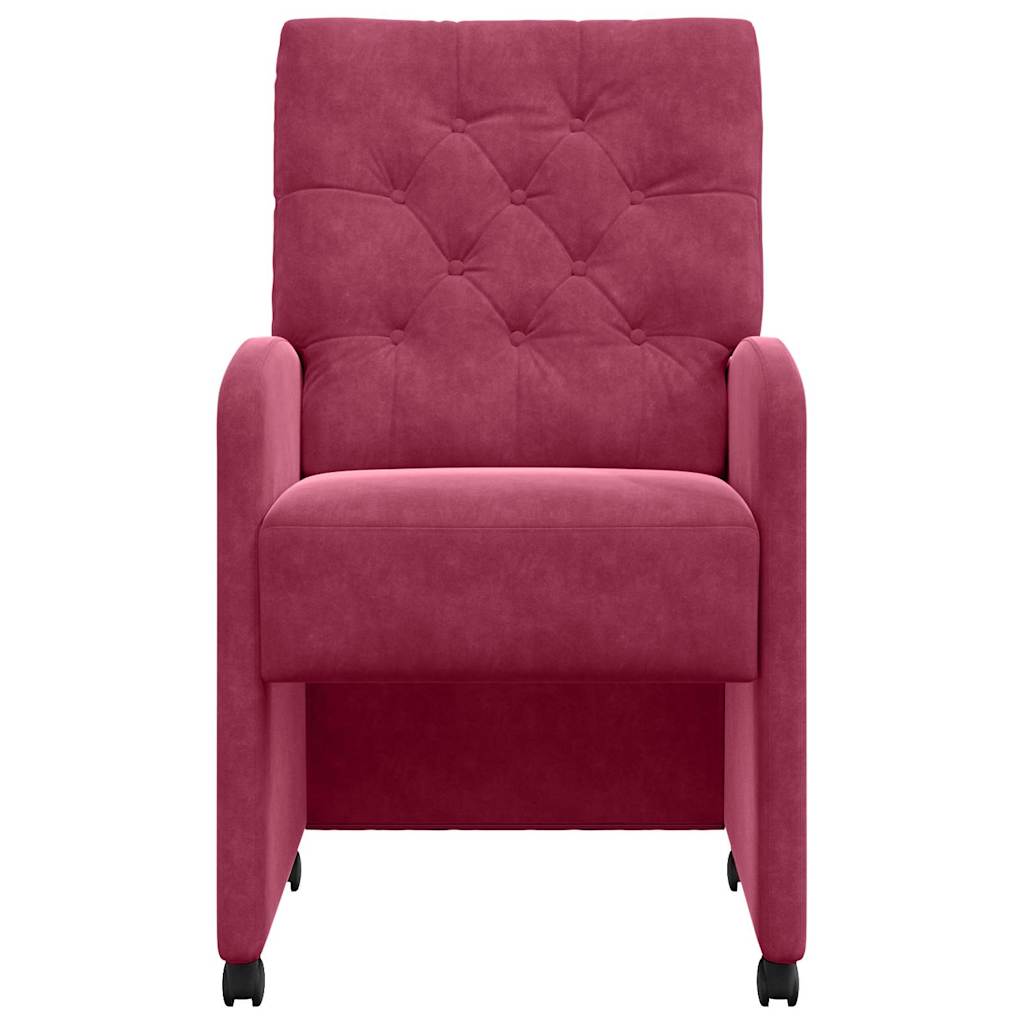 Sedie da Pranzo con Ruote 2 pcs Rosso vino 58 x 67 x 97 cm