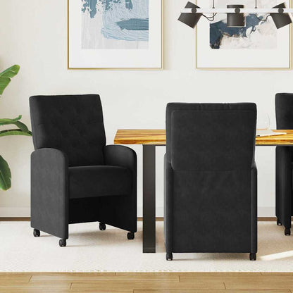Sedie da Pranzo con Ruote 2 pcs Nero 58 x 67 x 97 cm Velluto