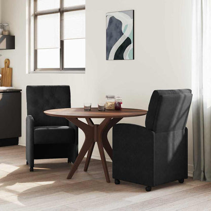 Sedie da Pranzo con Ruote 2 pcs Nero 58 x 67 x 97 cm Velluto