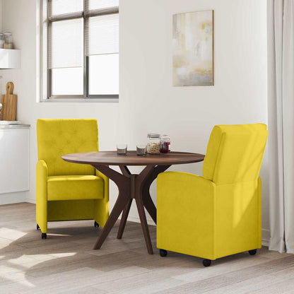 Sedie da Pranzo con Ruote 2 pcs Giallo 58 x 67 x 97 cm Velluto