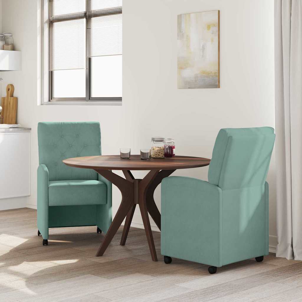 Sedie da Pranzo con Ruote 2 pcs verde mare 58 x 67 x 97 cm