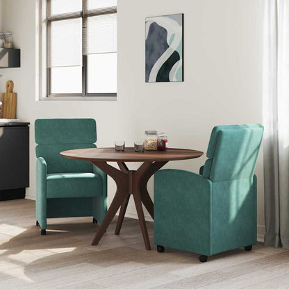 Sedie da Pranzo con Ruote 2 pcs Verde scuro 58 x 65 x 98 cm