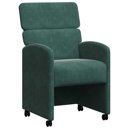 Sedie da Pranzo con Ruote 2 pcs Verde scuro 58 x 65 x 98 cm