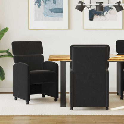 Sedie da Pranzo con Ruote 2 pcs Nero 58 x 65 x 98 cm Velluto