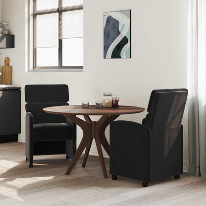 Sedie da Pranzo con Ruote 2 pcs Nero 58 x 65 x 98 cm Velluto