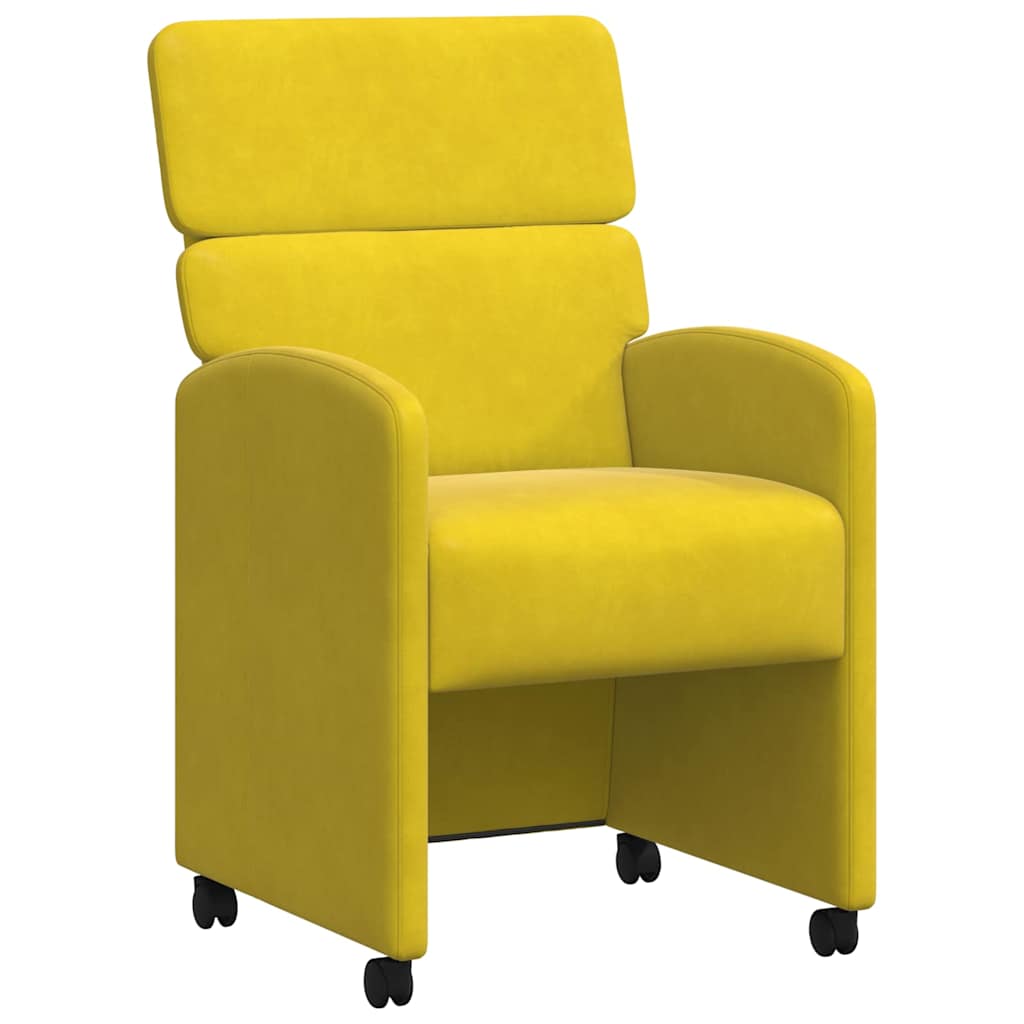 Sedie da Pranzo con Ruote 2 pcs Giallo 58 x 65 x 98 cm Velluto
