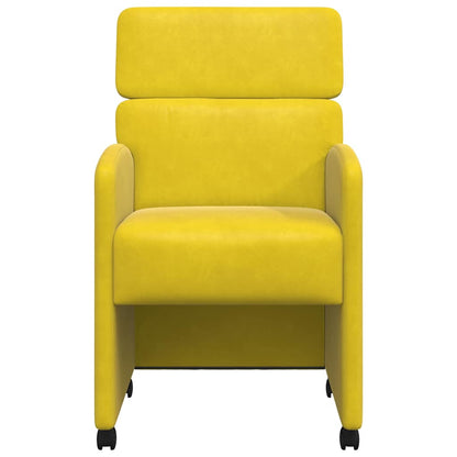 Sedie da Pranzo con Ruote 2 pcs Giallo 58 x 65 x 98 cm Velluto