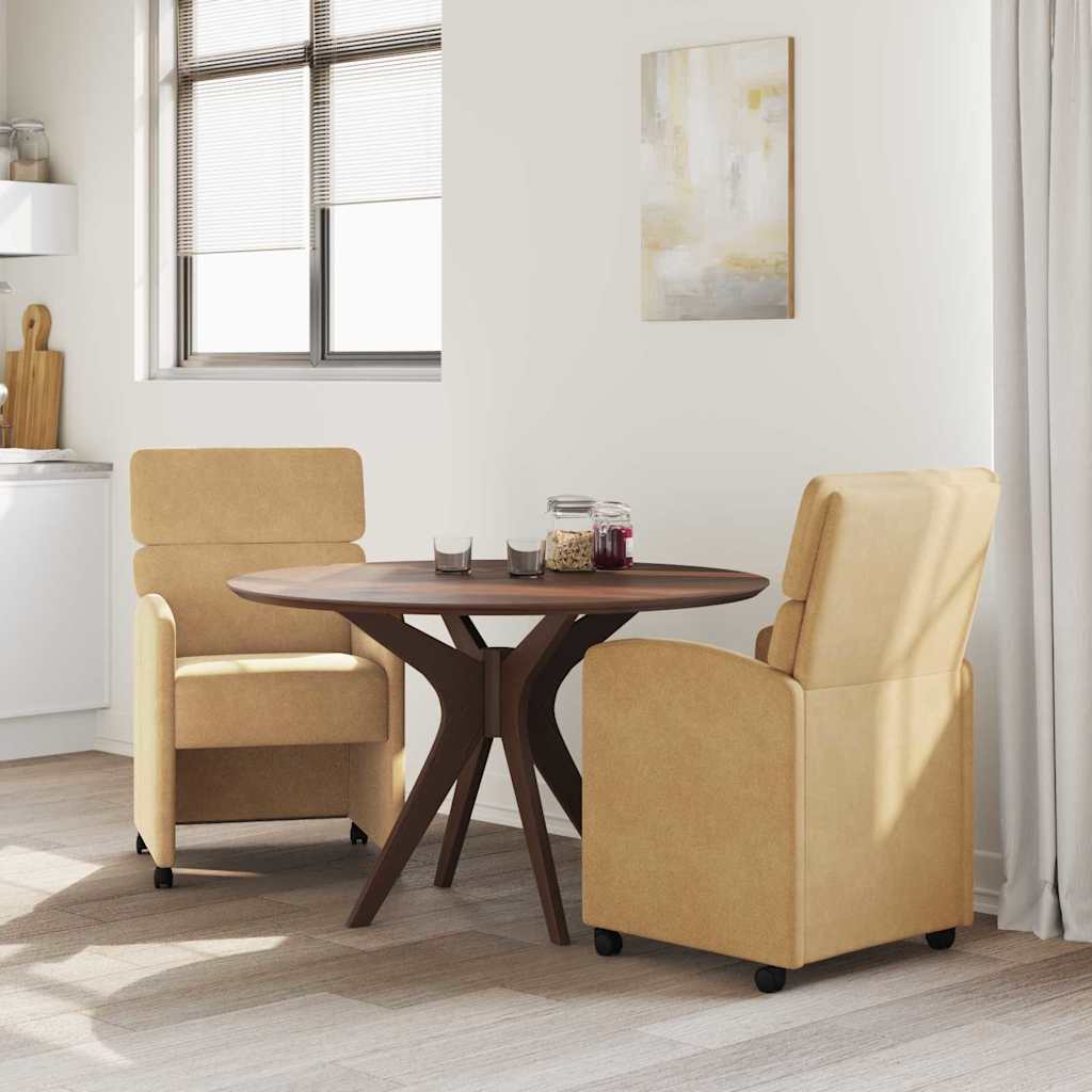 Sedie da Pranzo con Ruote 2 pcs Marrone 58 x 65 x 98 cm Velluto