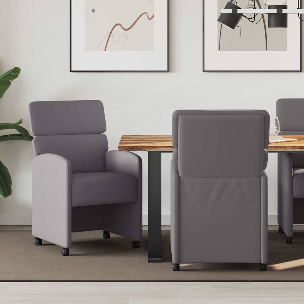 Sedie da Pranzo con Ruote 2 pcs Grigio 58 x 65 x 98 cm