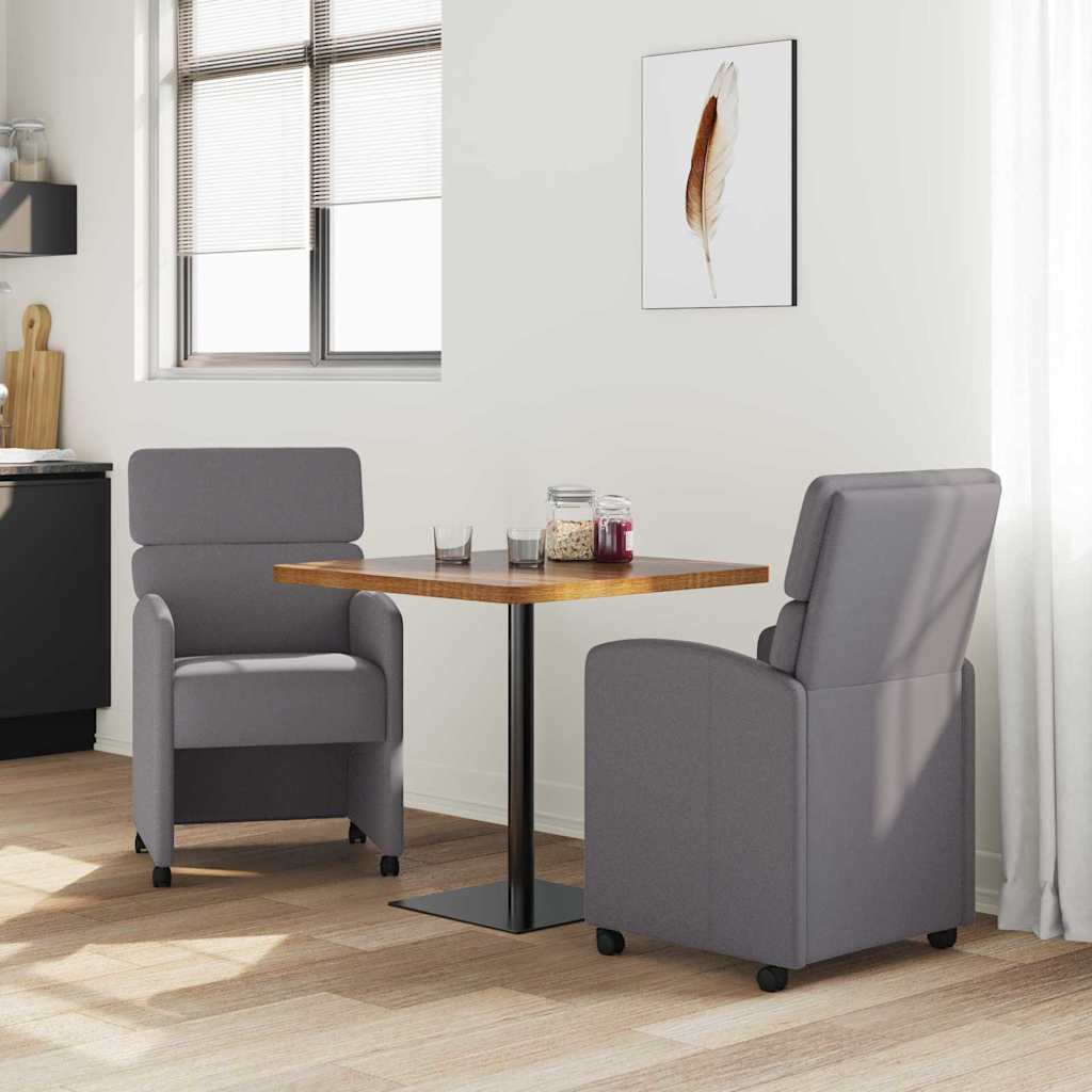 Sedie da Pranzo con Ruote 2 pcs Grigio 58 x 65 x 98 cm
