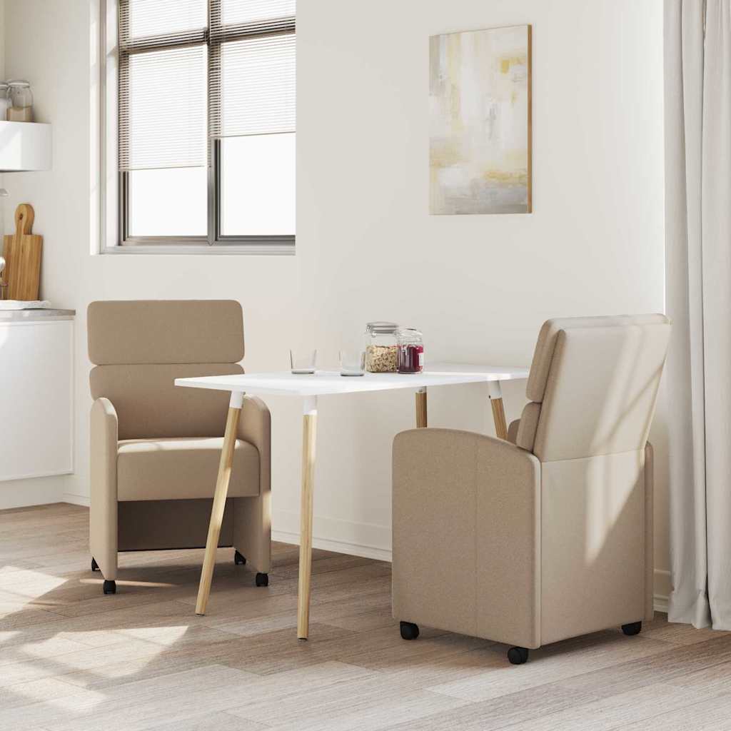 Sedie da Pranzo con Ruote 2 pcs Cappuccino 58 x 65 x 98 cm