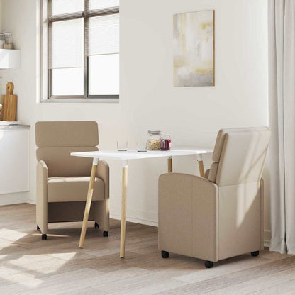 Sedie da Pranzo con Ruote 2 pcs Cappuccino 58 x 65 x 98 cm
