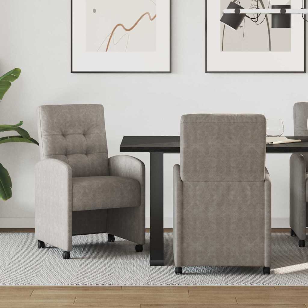 Sedie da Pranzo con Ruote 2 pcs Grigio 58 x 67 x 97 cm