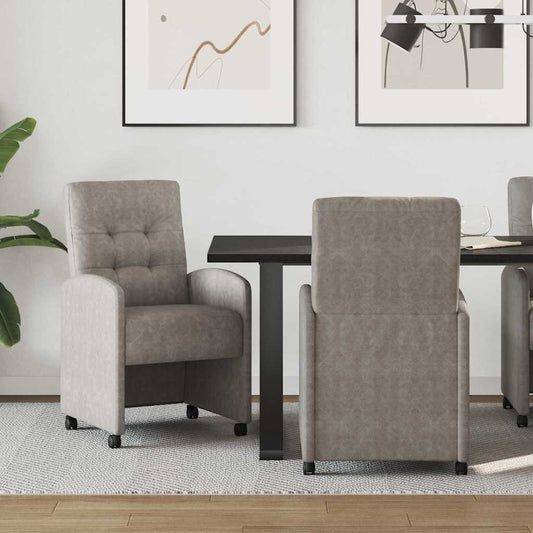 Sedie da Pranzo con Ruote 2 pcs Grigio 58 x 67 x 97 cm