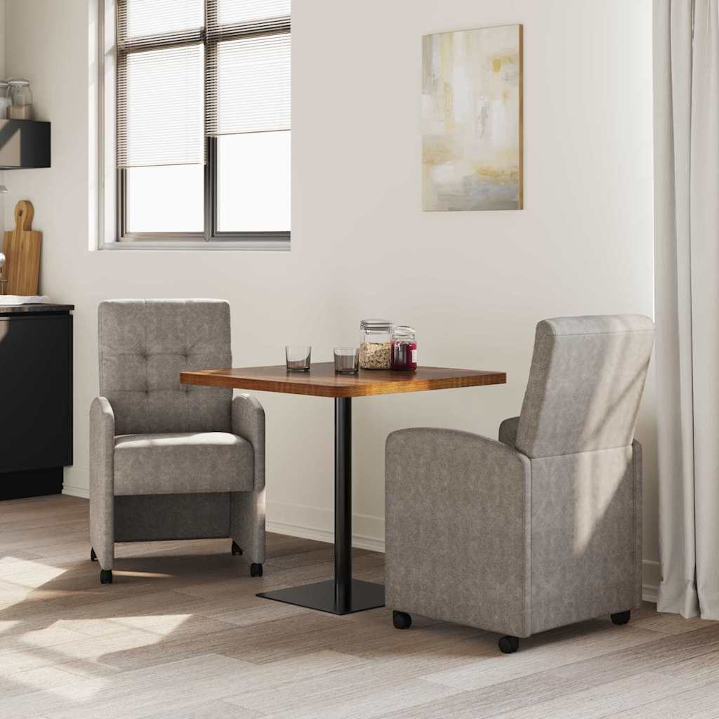 Sedie da Pranzo con Ruote 2 pcs Grigio 58 x 67 x 97 cm