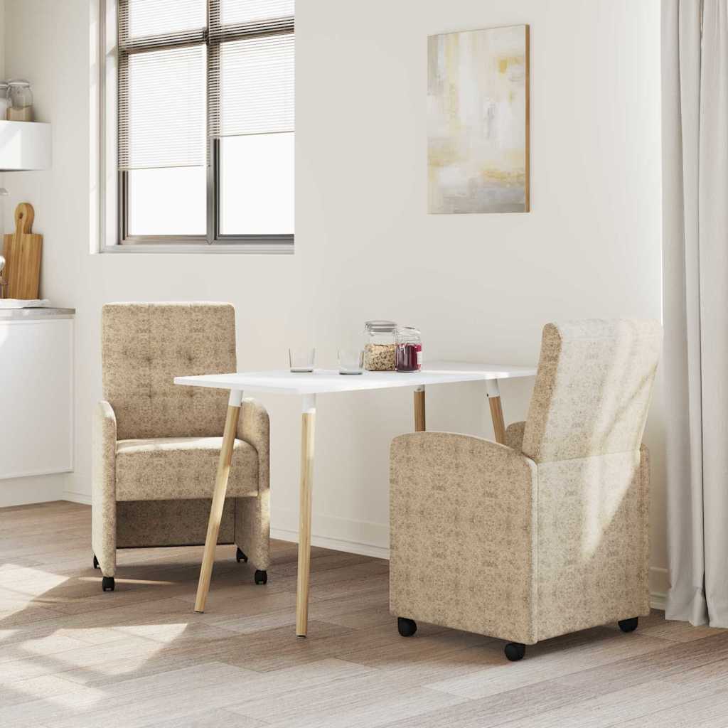 Sedie da Pranzo con Ruote 2 pcs Grigio chiaro 58 x 67 x 97 cm