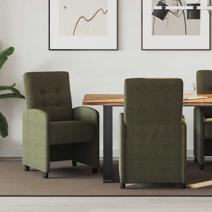 Sedie da Pranzo con Ruote 2 pcs Verde militare 58 x 67 x 97 cm