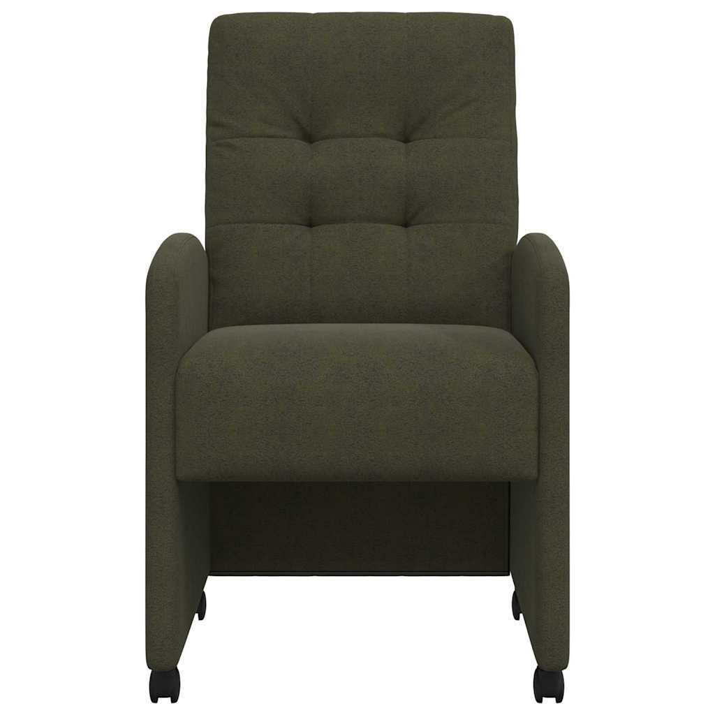 Sedie da Pranzo con Ruote 2 pcs Verde militare 58 x 67 x 97 cm