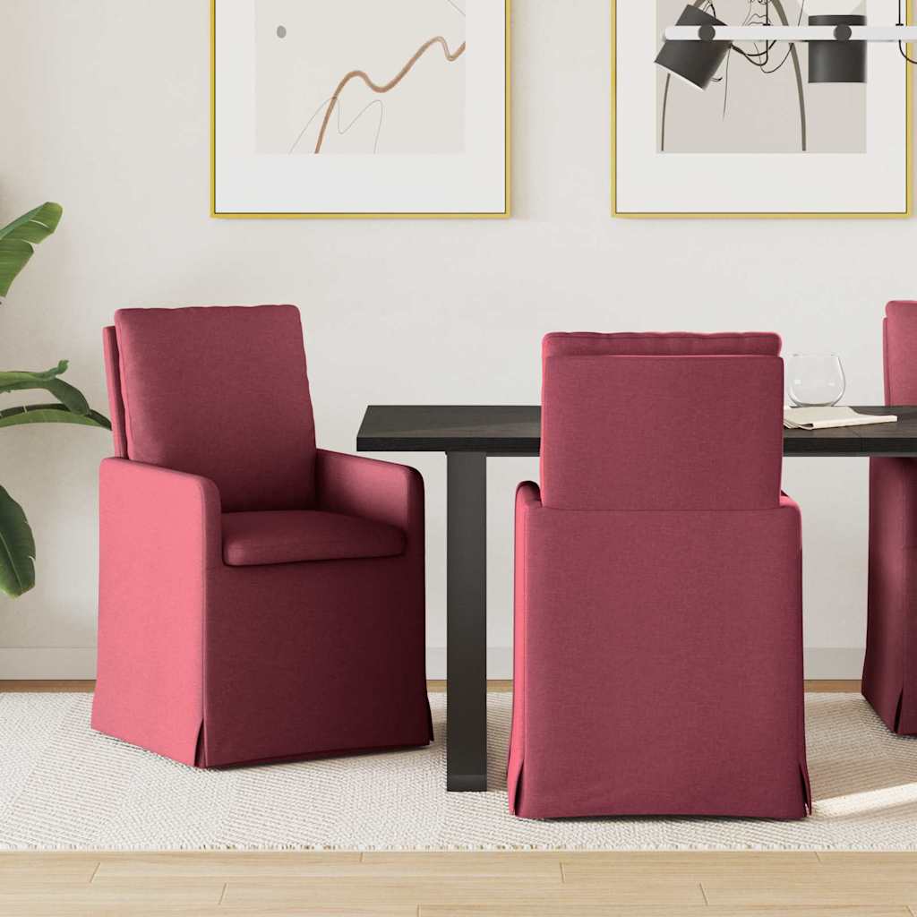 Sedie da pranzo 2 pcs Rosso vino 57 x 67 x 98 cm Tessuto