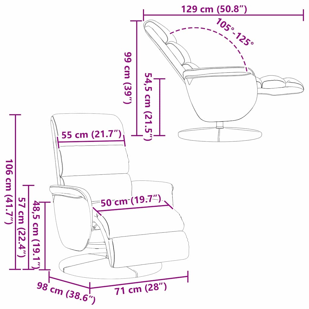 Poltrona reclinabile Bianco 98 x 71 x 106 cm PU | homemem39