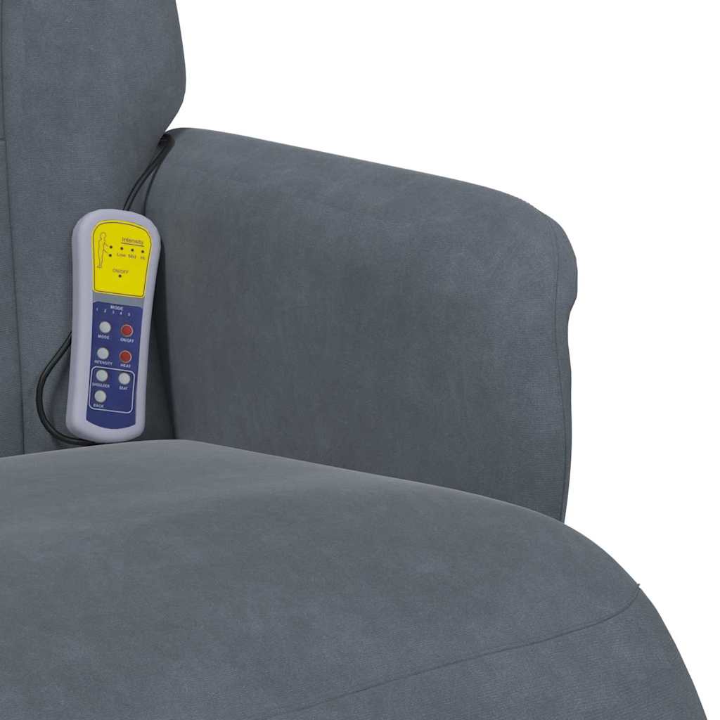 Poltrona Massaggiante Grigio scuro 91 x 71 x 105 cm Velluto | homemem39