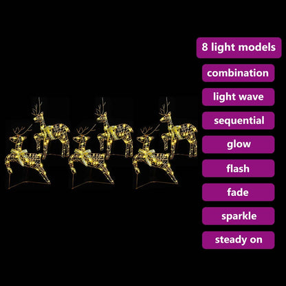 Renne LED con 180 LED 6 pcs Oro PET | homemem39