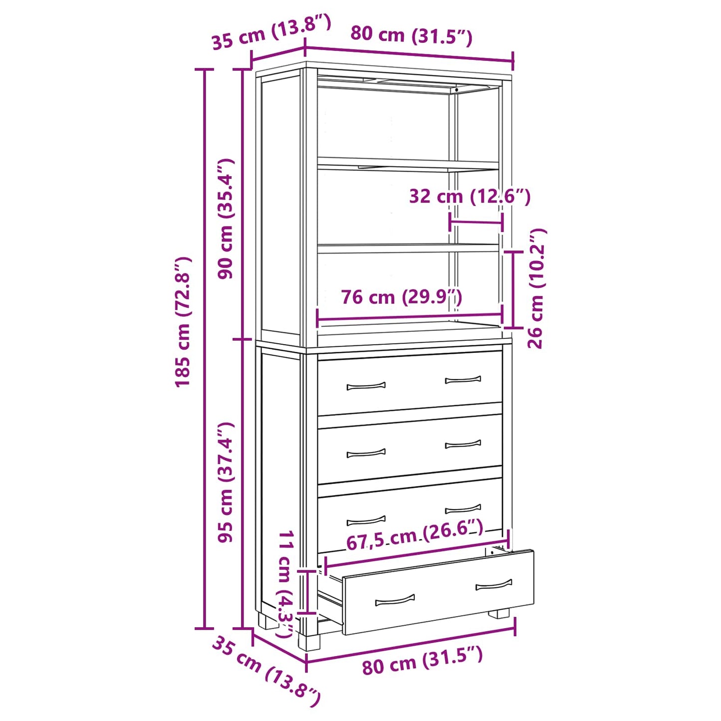 Set di Mobili per Magazzino 2 pz Naturale 80 x 35 x 185 cm