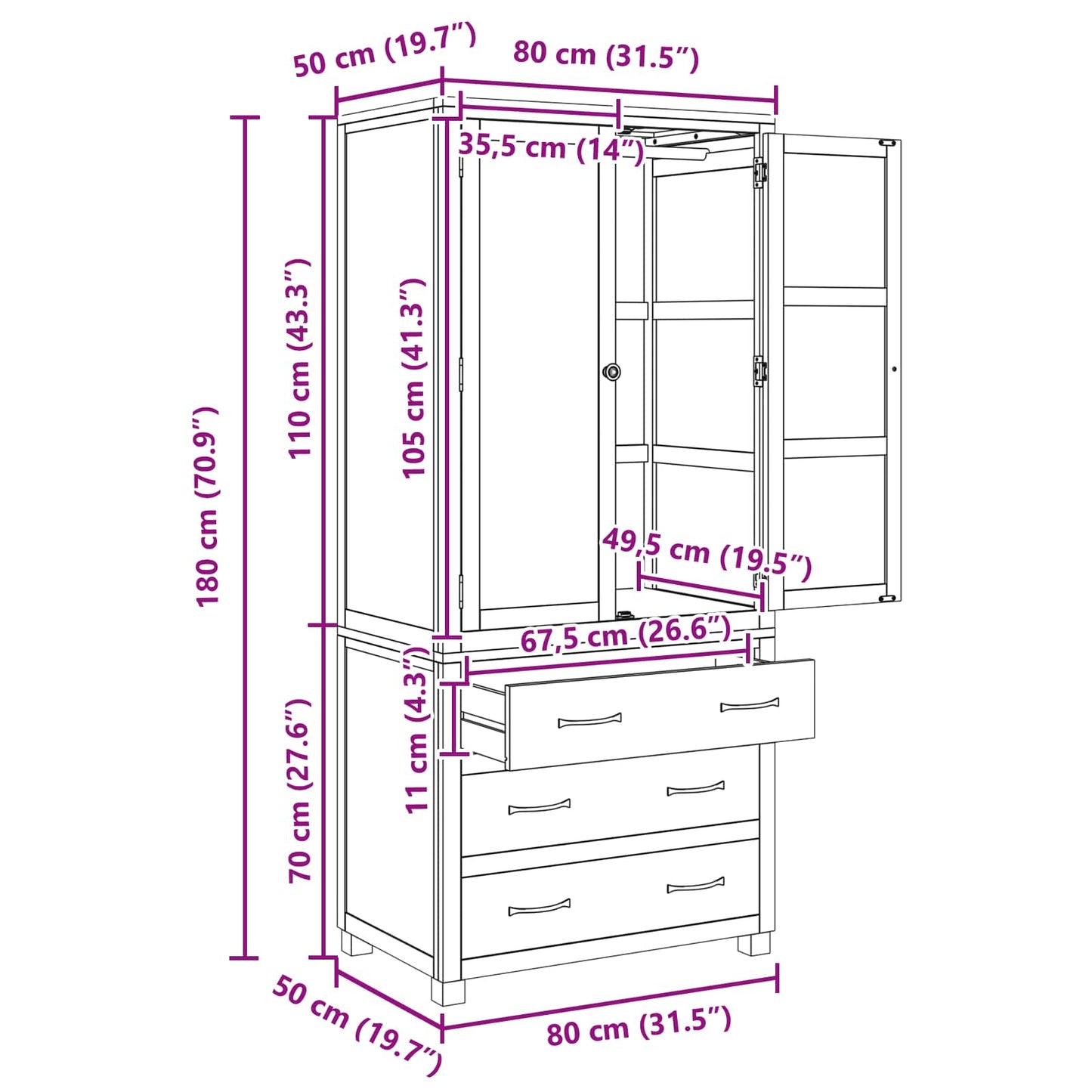 Set di Mobili per Magazzino 2 pz Marrone 80 x 50 x 180 cm
