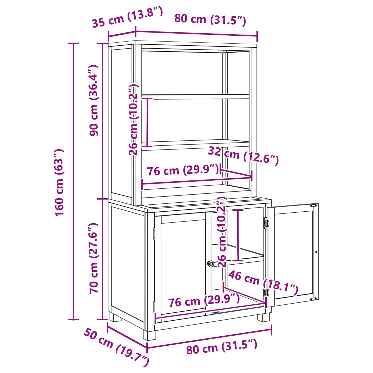 Set di Mobili per Magazzino 2 pz Marrone 80 x 50 x 160 cm