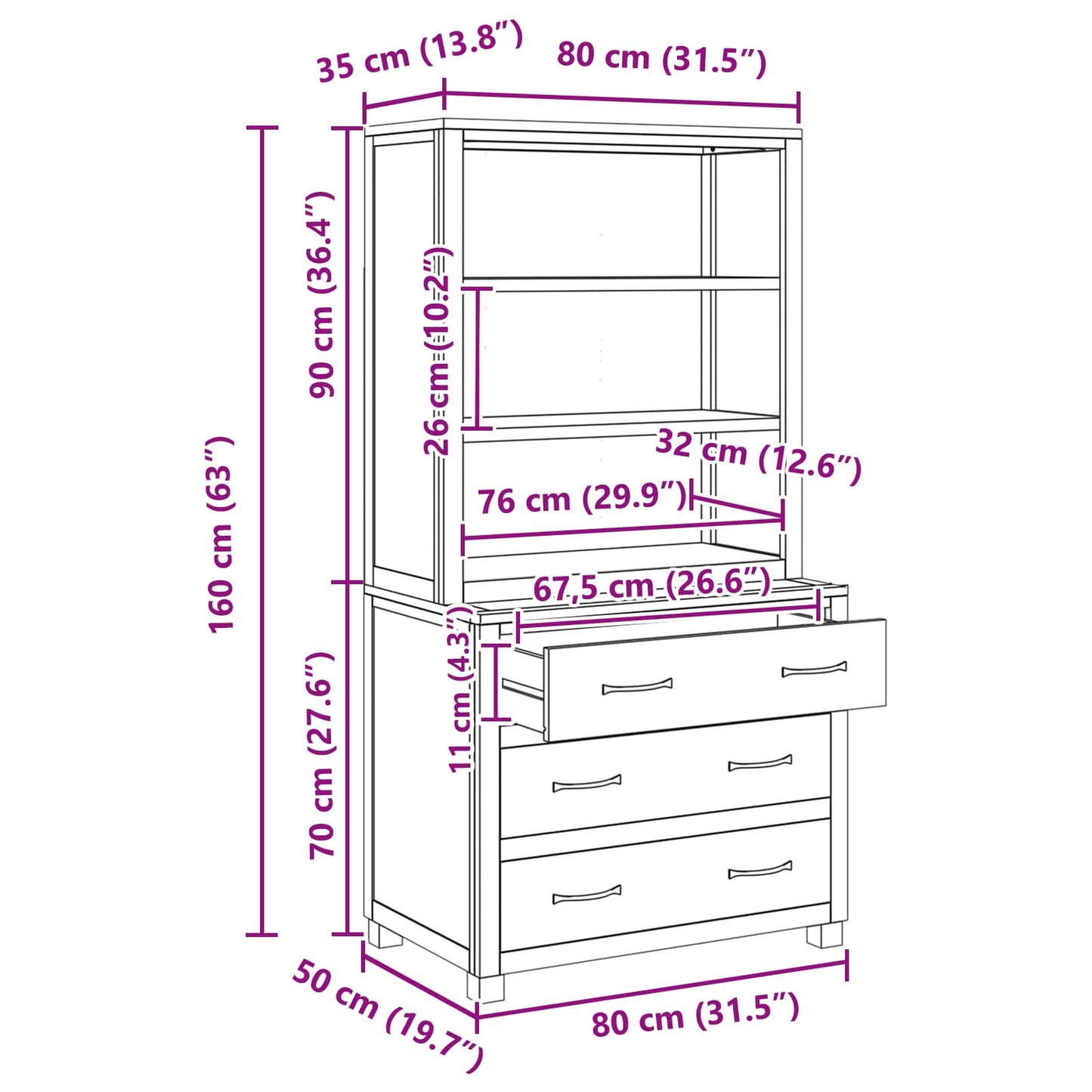 Set di Mobili per Magazzino 2 pz Marrone 80 x 50 x 160 cm