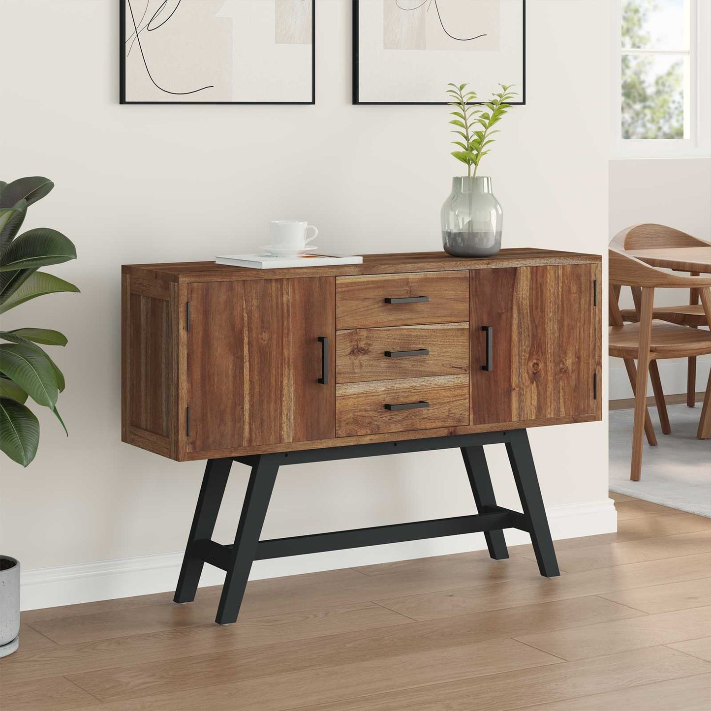 Supporto TV Naturale 110 x 30 x 75 cm Legno di teak solido