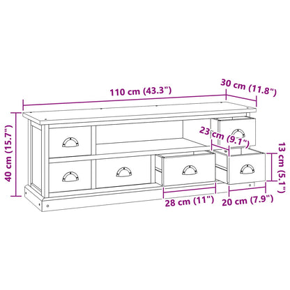 Supporto TV Naturale 110 x 30 x 40 cm Legno di teak solido