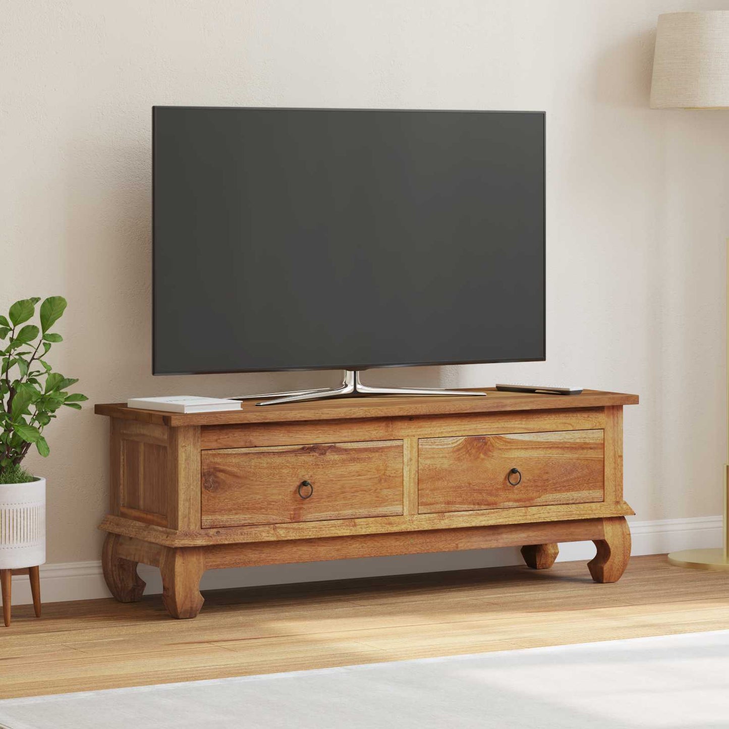 Supporto TV Naturale 110 x 35 x 40 cm Legno di teak solido
