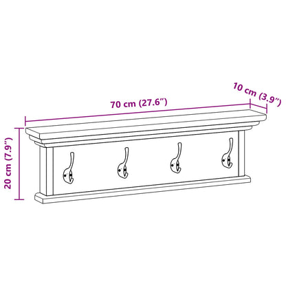 Appendiabiti montato a muro Naturale 70 x 10 x 20 cm
