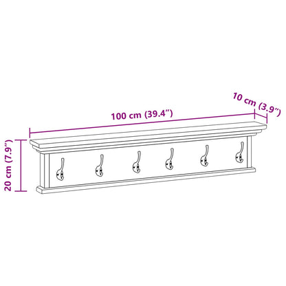 Appendiabiti montato a muro Naturale 100 x 10 x 20 cm