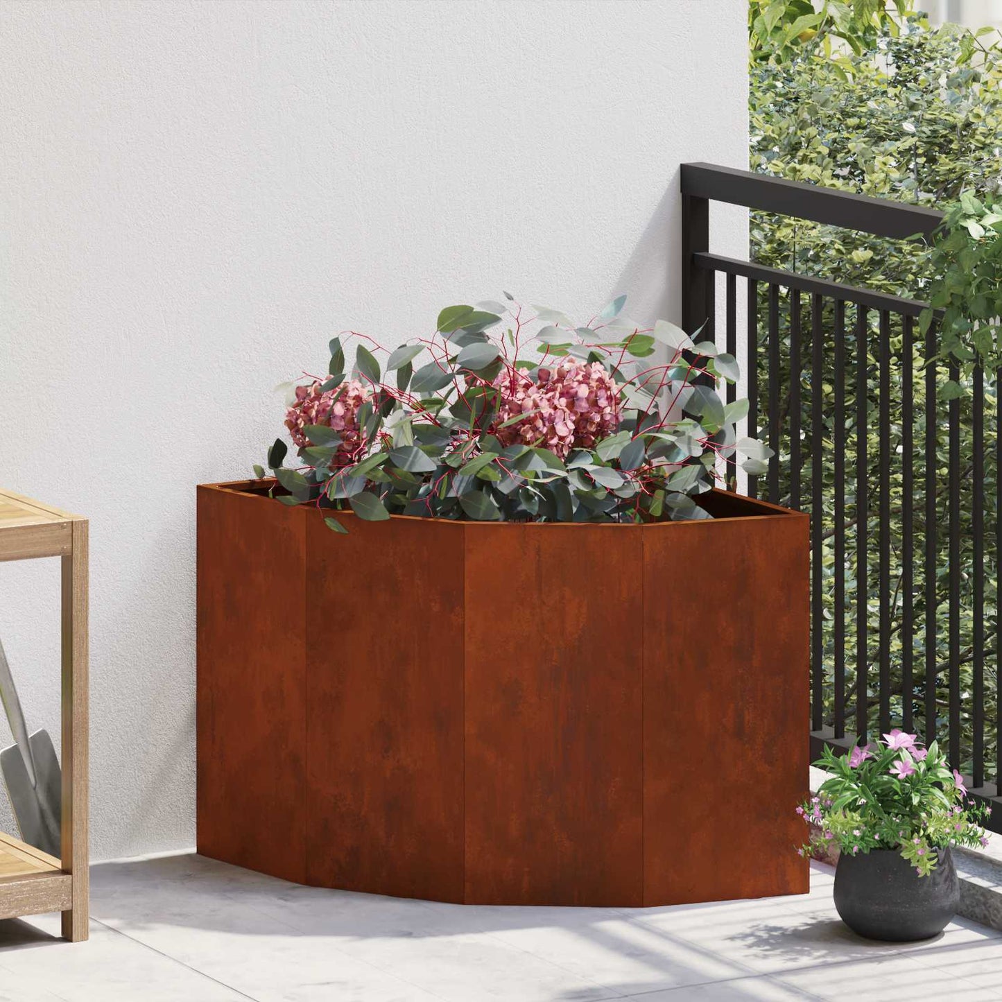 Vaso d'angolo Ruggine 60 x 60 x 50 cm acciaio corten | homemem39