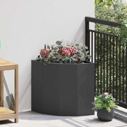 Vaso d'angolo Nero 45 x 45 x 50 cm Acciaio