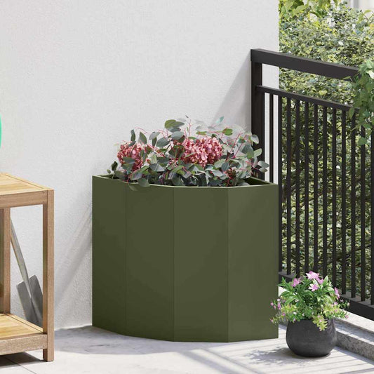 Vaso d'angolo Oliver verde 45 x 45 x 50 cm Acciaio