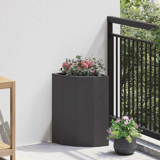 Vaso d'angolo Nero 30 x 30 x 50 cm Acciaio