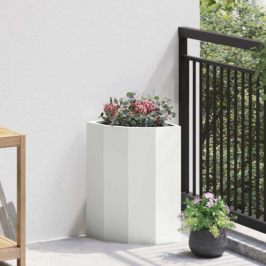 Vaso d'angolo Bianco 30 x 30 x 50 cm Acciaio
