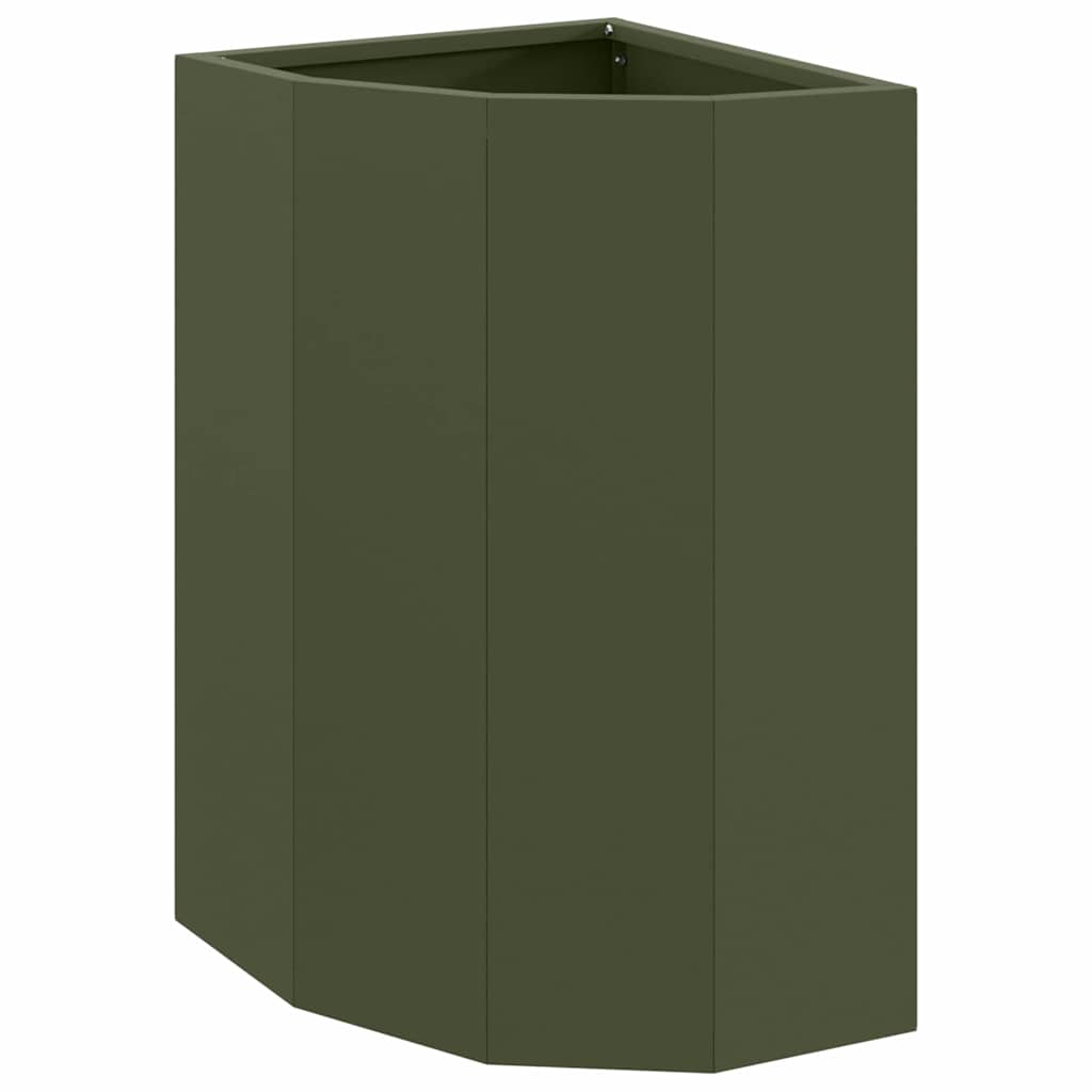 Vaso d'angolo Oliver verde 30 x 30 x 50 cm Acciaio