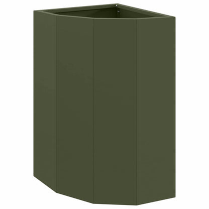 Vaso d'angolo Oliver verde 30 x 30 x 50 cm Acciaio