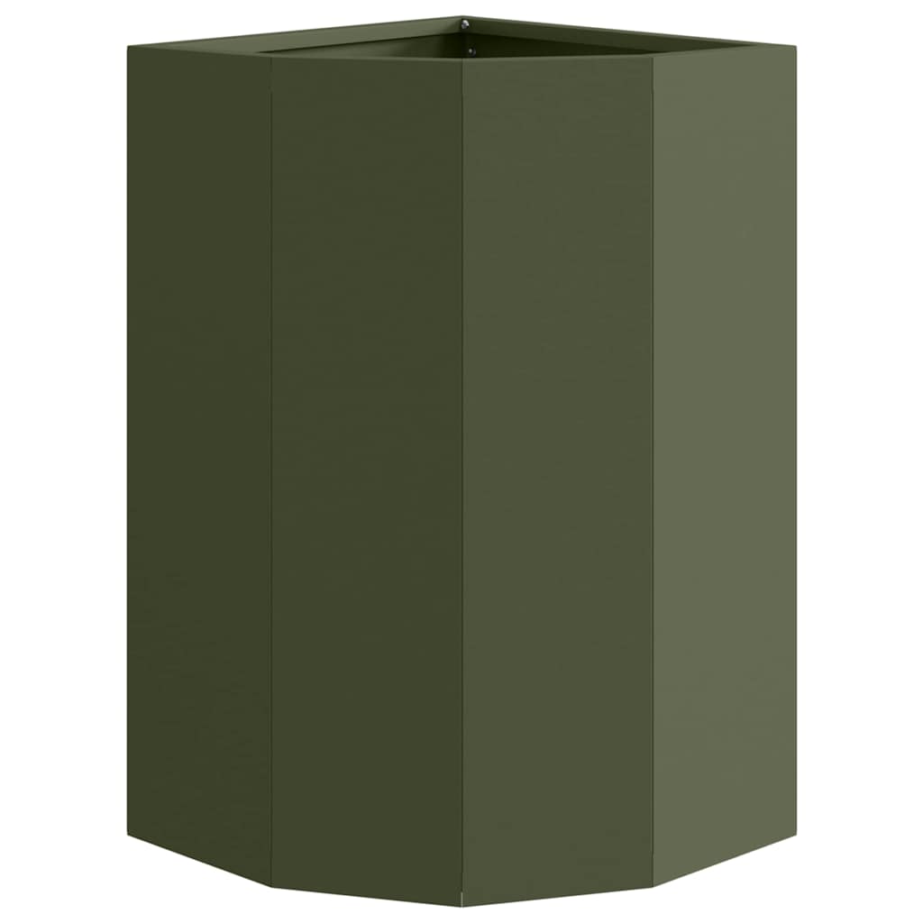 Vaso d'angolo Oliver verde 30 x 30 x 50 cm Acciaio