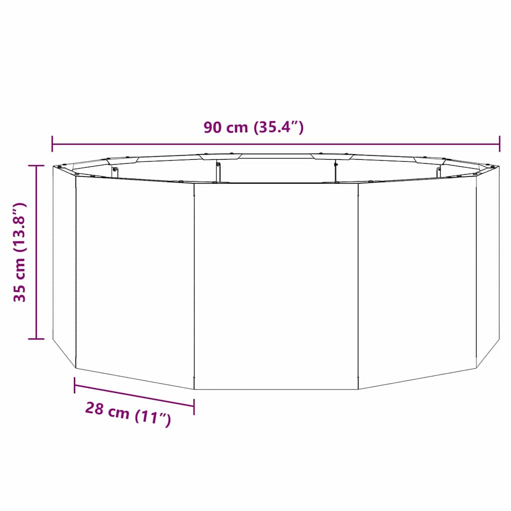 Fioriera Antracite 90 x 90 x 35 cm Acciaio | homemem39