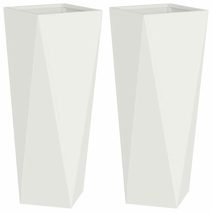 Fioriera 2 pcs Bianco 30 x 30 x 75 cm Acciaio