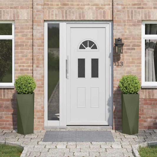 Fioriera 2 pcs Verde oliva 30 x 30 x 75 cm Acciaio