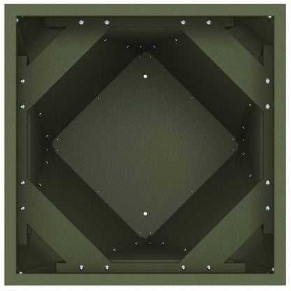 Fioriera 2 pcs Verde oliva 30 x 30 x 75 cm Acciaio