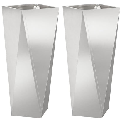 Fioriera 2 pcs Argento 30 x 30 x 75 cm Acciaio inossidabile