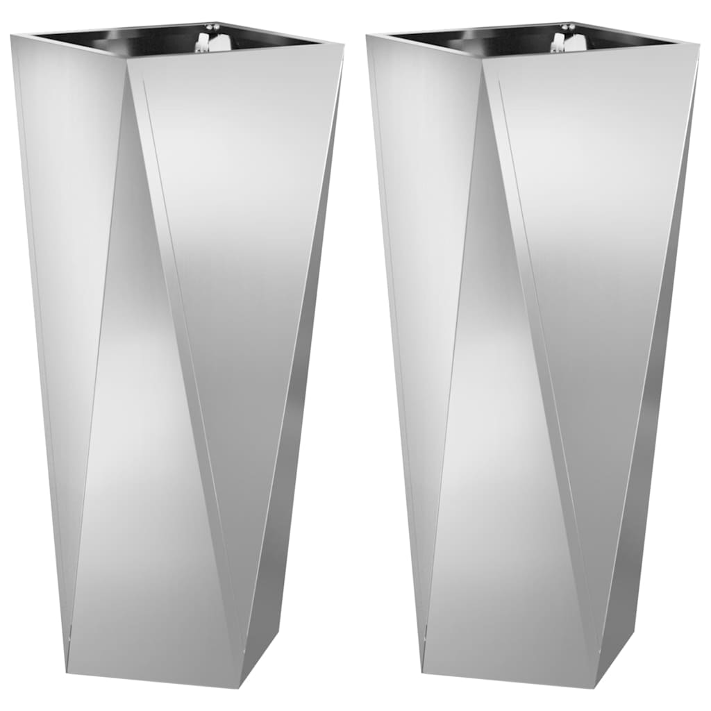 Fioriera 2 pcs Argento 30 x 30 x 75 cm Acciaio zincato